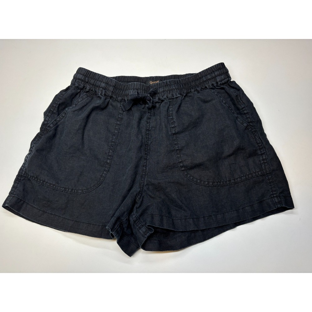 Quince Women's Black Linen Shorts